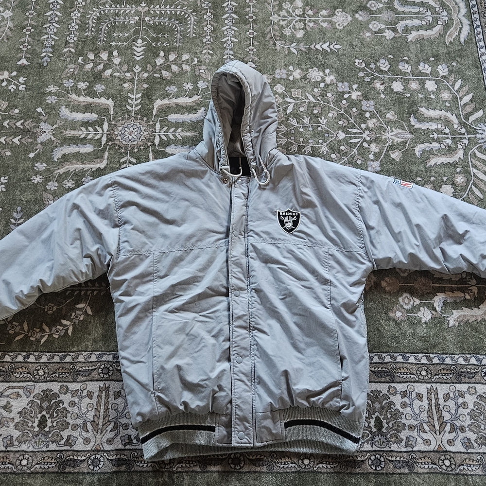 Vintage 90s Starter Raiders Gray and Black Jacket